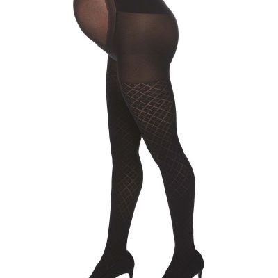 Women's Argyle Pattern Opaque Microfiber Maternity Tights